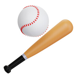 baseball bat and ball 3D Icon