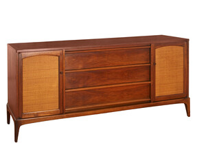 Original 1964 mid-century modern credenza. Walnut sideboard buffet with cane weave details. Vintage...