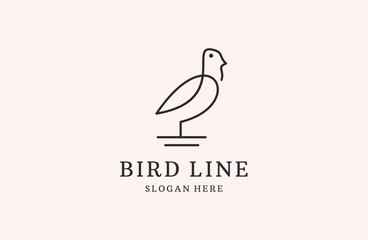 Fototapeta na wymiar little bird logo . vector design line art icon for animals .