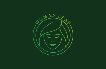 Woman face logo icon vector. Woman leaf logo design vector illustration,