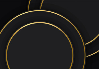 Circle premium luxury line shiny gold dark vector background