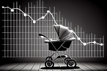 South Korea fertility rate social problem. Birth rate is decreasing and declining chart and graph. Generative AI.