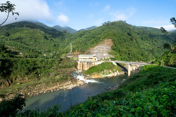 Fototapeta na wymiar Small hydroelectric dam in Quang Tri province, Vietnam