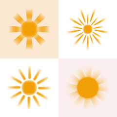 Fototapeta premium Sun vector set. Sun elements illustration for summer, weather, and solar system.