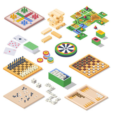 Board games, domino and chess, jenga and cards