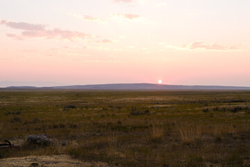 Sunset Over Fields of Grass