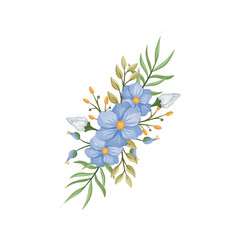 blue white flower arrangement watercolor illustration
