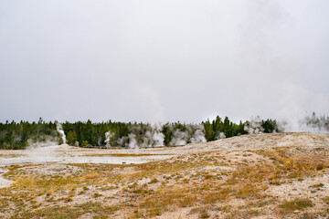 Geyser erupting in Yellowstone National Park