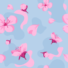 Obraz na płótnie Canvas Sakura blossom cherry tree blooming seamless print