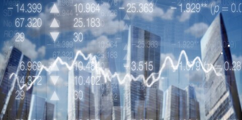 Big modern city view with internet trading graph.