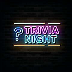 Fototapeta premium Trivia Night Neon Sign Vector Design Template