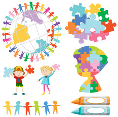 Jigsaw puzzle colourful in different forms