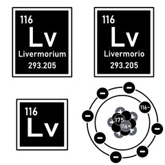 Icon of the element Livermorium of the periodic table with representation of its atom