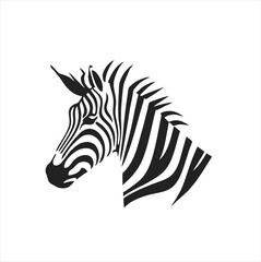 black zebra logo design template, zebra animal silhouette illustration - obrazy, fototapety, plakaty