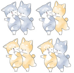 遊ぶ柴犬たち(4組)