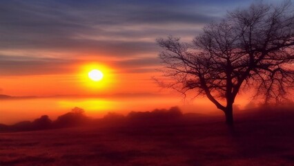 Fototapeta na wymiar A Beautiful Morning Sunrise Generative Art