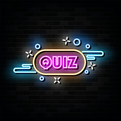 Fototapeta premium Quiz Neon Sign Vector Design Template