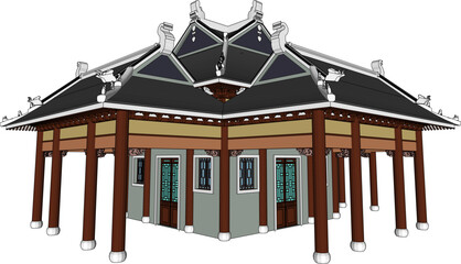 Vector sketch illustration of traditional chinese holy temple for praying