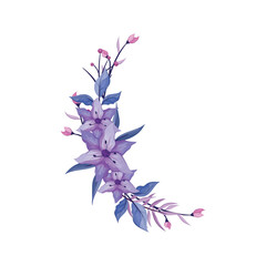 purple flower arrangement watercolor illustration