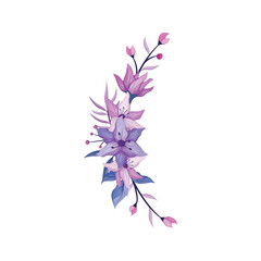 purple flower arrangement watercolor illustration