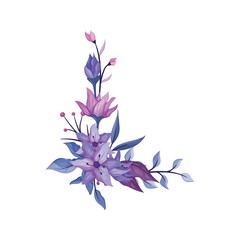 purple flower arrangement watercolor illustration