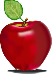 Full Colour 3D realistic Vector of A Red Apple, isolated in White