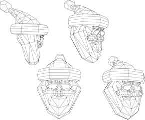 Vector sketch of cute santa claus head illustration