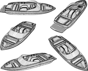 Vector sketch of modern speed boat illustration