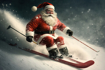 Santa Claus skiing, generative AI