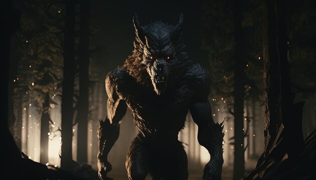 a fierce werewolf digital art illustration, Generative AI