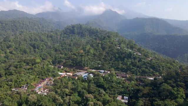 Ascending shot of "La conquista" village, in Guatemala.