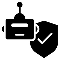 protect security ai robot shield icon solid glyph