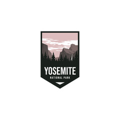 Yosemite National Park logo badge emblem sticker patch vector illustration
