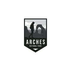 Arches National Park logo badge emblem sticker patch vector illustration