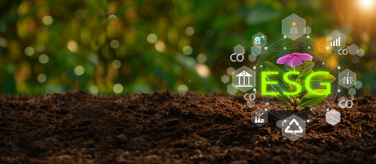 Environmental Social governance (ESG)concept. green natural environment icons Sustainable Strategic...