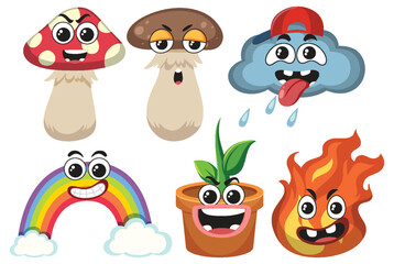 Fototapeta premium Set of cartoon with facial expression