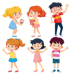 Set of cute children cartoon character