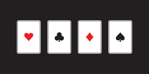 Four aces poker playing cards on white background.