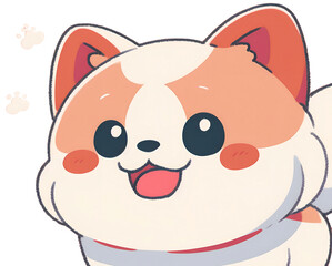 Fototapeta premium Cute chibi dog png. Generative AI