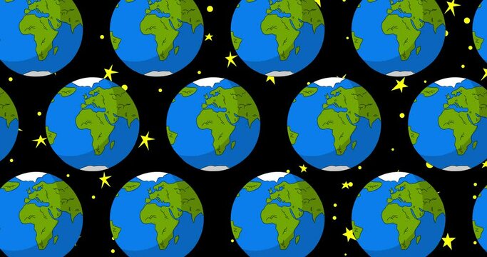 Planet Earth background video. Cartoon animation.