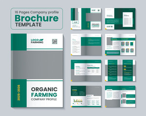 16 Pages Farming and agriculture company profile brochure template or organic farming company brochure design, agriculture business company profile brochure design, agricultural bifold brochure design
