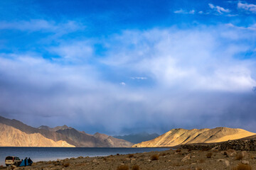 landscape of pangong lake in himalayas