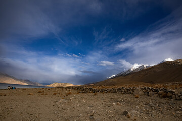 landscape of pangong lake in himalayas