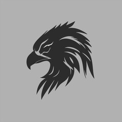 black eagle head logo design template, eagle bird silhouette illustration