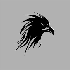 Obraz premium black eagle head logo design template, eagle bird silhouette illustration