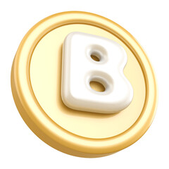 3D Font Gold Letter B
