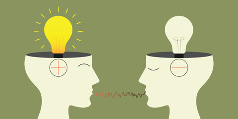 Abstract linear Vector for mental healthcare therapy, medicine flyer, banner, brochure, poster and education, business concept. human head with light bulb. 