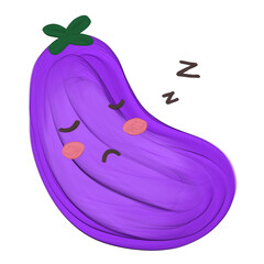 Cute eggplant vegetable stationary sticker oil painting
