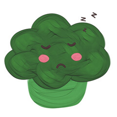 Cute broccoli vegetable stationary sticker oil painting
