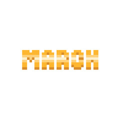 Obraz premium Pixel Art Glossy Gold March Text.
